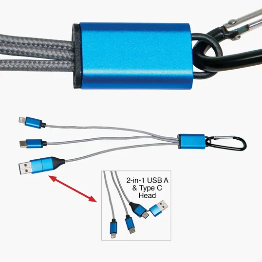 Maxx Charging Cable Set, 4-in-1 with Carabiner Clip — view 6