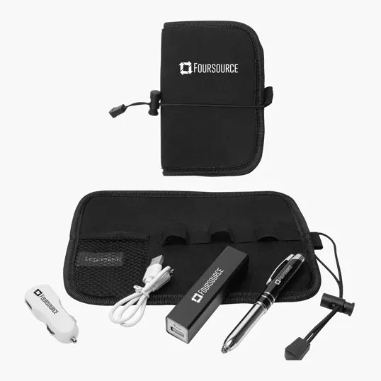 Mobile Charging Accessory Set with Power Bank, Car Charger & Stylus Pen