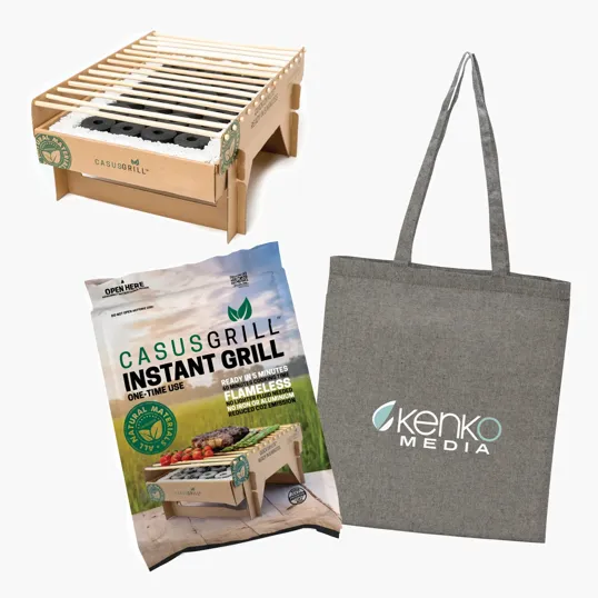 CasusGrill™ Biodegradable BBQ Grill with Recycled Cotton Tote Bag