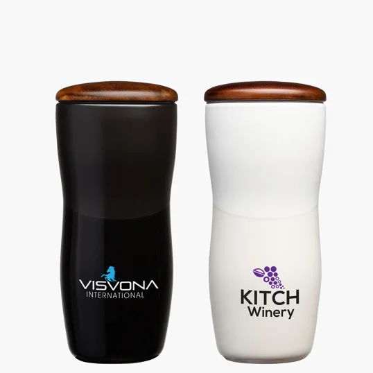 Sovrano Tarrazu 12 oz. Double Wall Ceramic Tumbler with Wood Lid