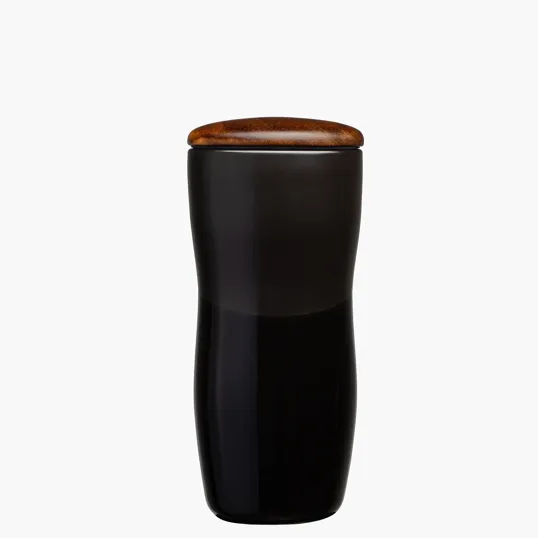 Sovrano Tarrazu 12 oz. Double Wall Ceramic Tumbler with Wood Lid — view 3