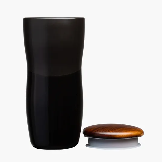 Sovrano Tarrazu 12 oz. Double Wall Ceramic Tumbler with Wood Lid — view 4