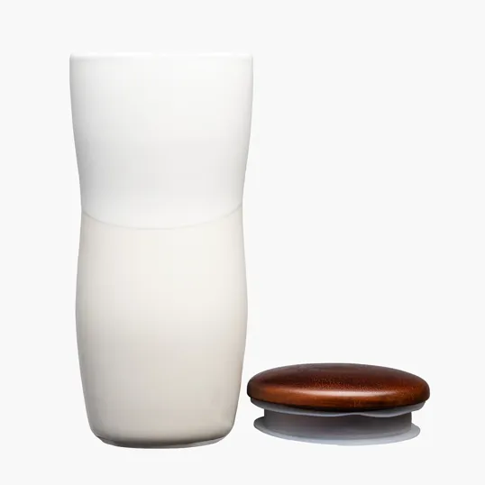 Sovrano Tarrazu 12 oz. Double Wall Ceramic Tumbler with Wood Lid — view 9