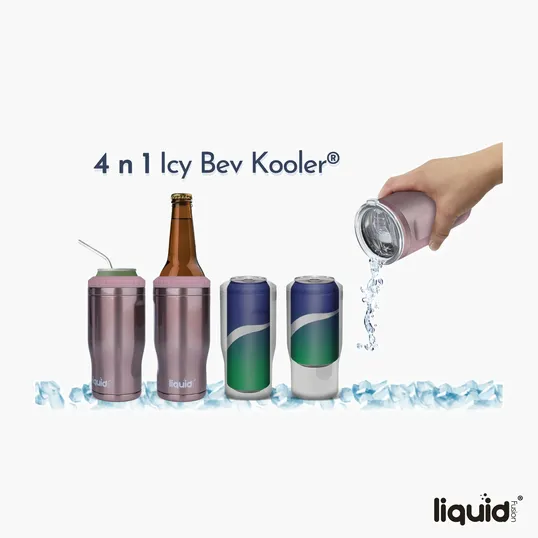 Liquid Fusion® Icy Bev Kooler® 4-In-1 Double Wall Stainless Steel Can Cooler / Tumbler — view 5