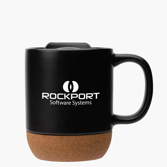 Kenya 14 oz. Ceramic Mug with Cork Base and Sliding Lid — view 2