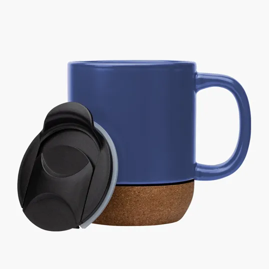 Kenya 14 oz. Ceramic Mug with Cork Base and Sliding Lid — view 8