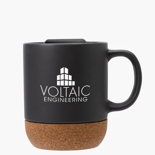 Kenya 14 oz. Ceramic Mug with Cork Base and Sliding Lid — view 11