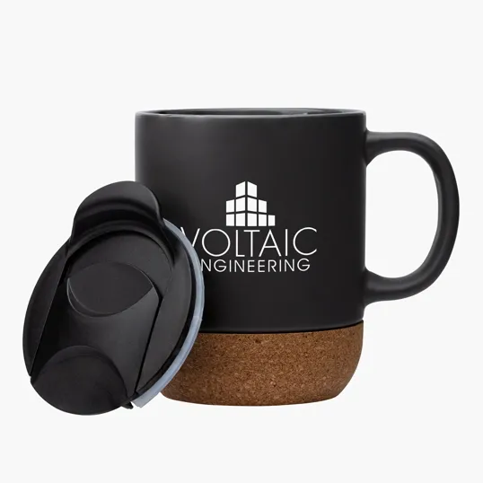 Kenya 14 oz. Ceramic Mug with Cork Base and Sliding Lid — view 12