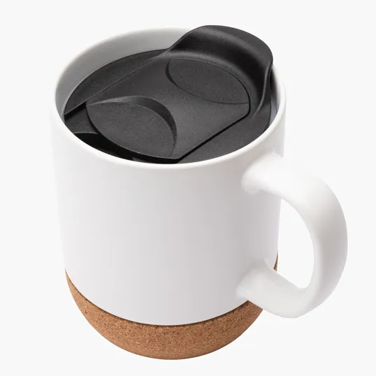 Kenya 14 oz. Ceramic Mug with Cork Base and Sliding Lid — view 17