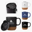 Kenya 14 oz. Ceramic Mug with Cork Base and Sliding Lid