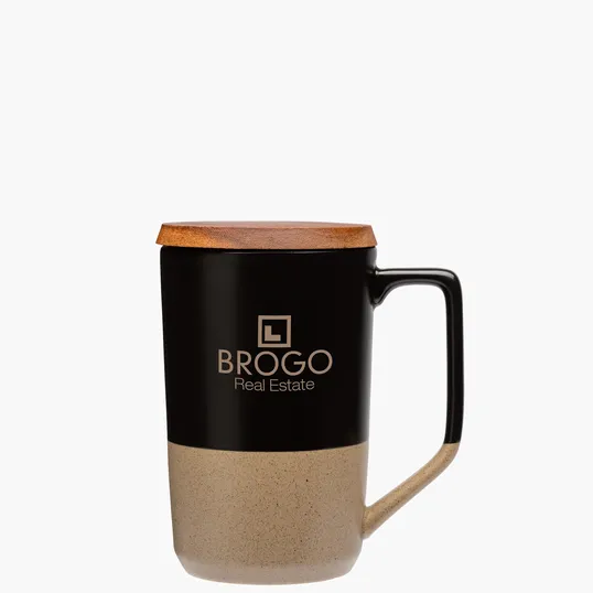 Sovrano Mogiana Two-Tone Ceramic Mug with Acacia Wood Lid, 15 oz. — view 2