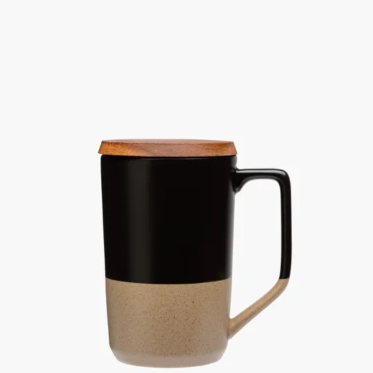 Sovrano Mogiana Two-Tone Ceramic Mug with Acacia Wood Lid, 15 oz. — view 3