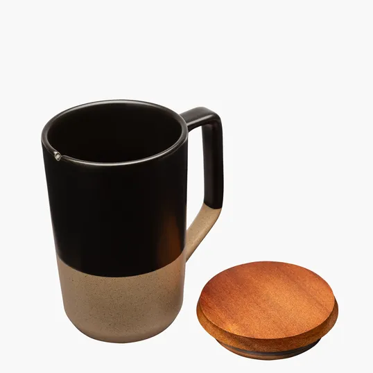 Sovrano Mogiana Two-Tone Ceramic Mug with Acacia Wood Lid, 15 oz. — view 4