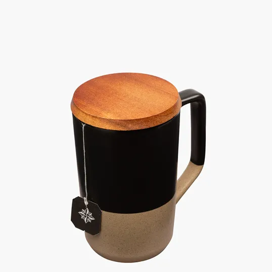 Sovrano Mogiana Two-Tone Ceramic Mug with Acacia Wood Lid, 15 oz. — view 5