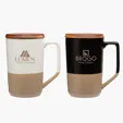 Sovrano Mogiana Two-Tone Ceramic Mug with Acacia Wood Lid, 15 oz.