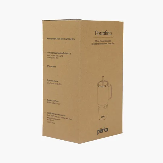 Perka® Portofino 36 oz. Double Wall Recycled Stainless Steel Travel Mug — view 3