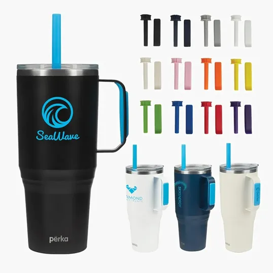 Perka® Portofino 36 oz. Double Wall Recycled Stainless Steel Travel Mug — view 4