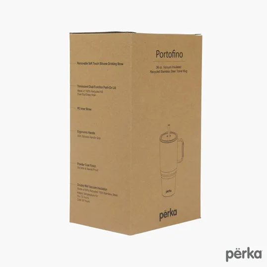Perka® Portofino 36 oz. Double Wall Recycled Stainless Steel Travel Mug — view 10