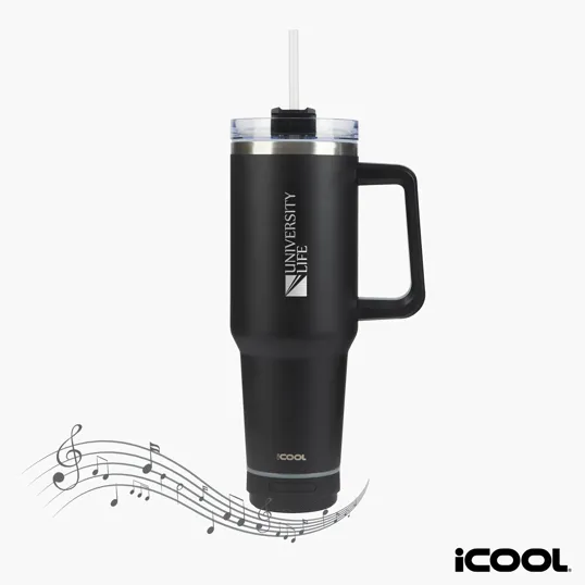 iCOOL® Borrego 40 oz. Double Wall Stainless Steel Travel Mug with Speaker — view 2