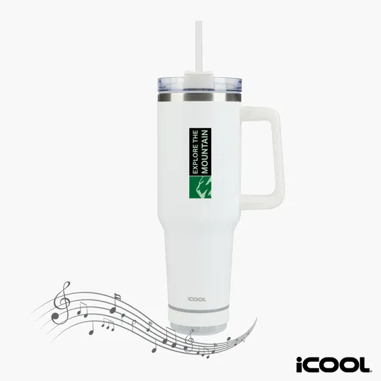 iCOOL® Borrego 40 oz. Double Wall Stainless Steel Travel Mug with Speaker — view 9