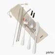 Perka® Castellana 6-Piece Stainless Steel Straw & Utensil Set