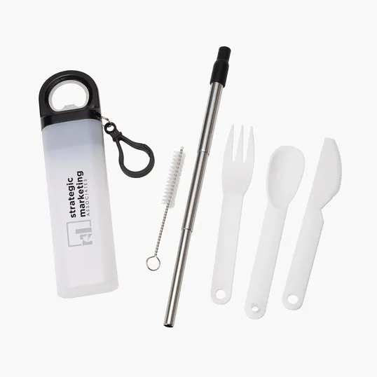 Griffith 3-in-1 Metal Straw, Cutlery Set & Bottle Opener — view 2