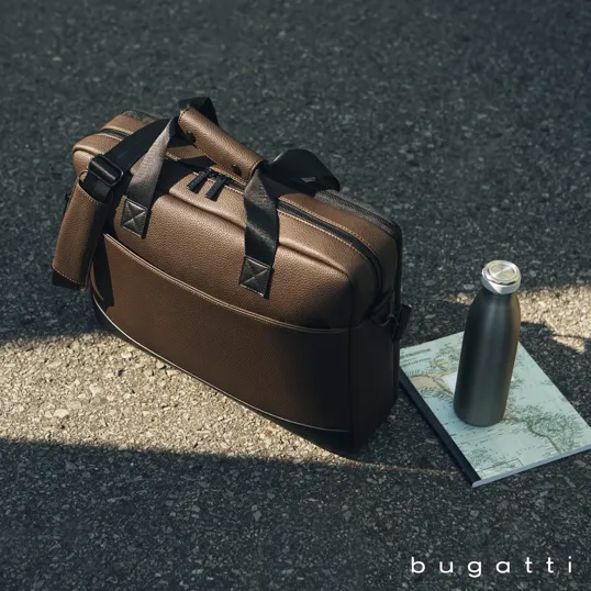 Bugatti Central Briefcase, Textured Vegan Leather — view 17