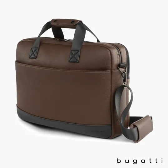 Bugatti Central Briefcase, Textured Vegan Leather — view 12