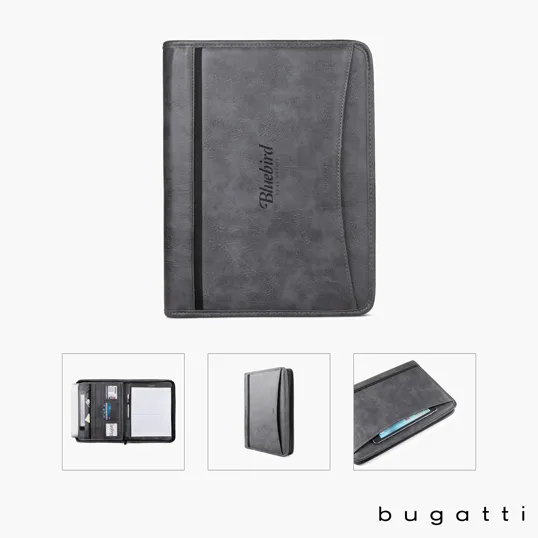 Bugatti Valentino Letter Size Padfolio with Zippered Closure