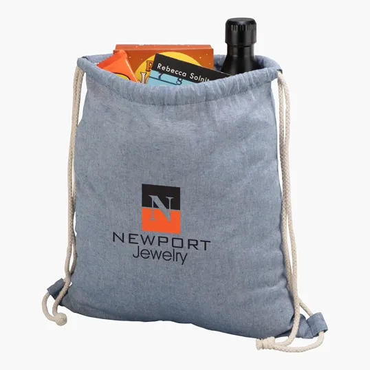 Huron Recycled Cotton Drawstring Tote — view 4