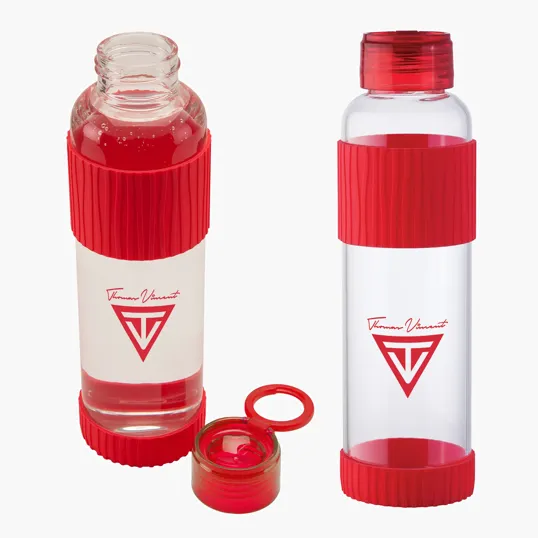 Krystal 18 oz. Glass Water Bottle with Silicone Grip