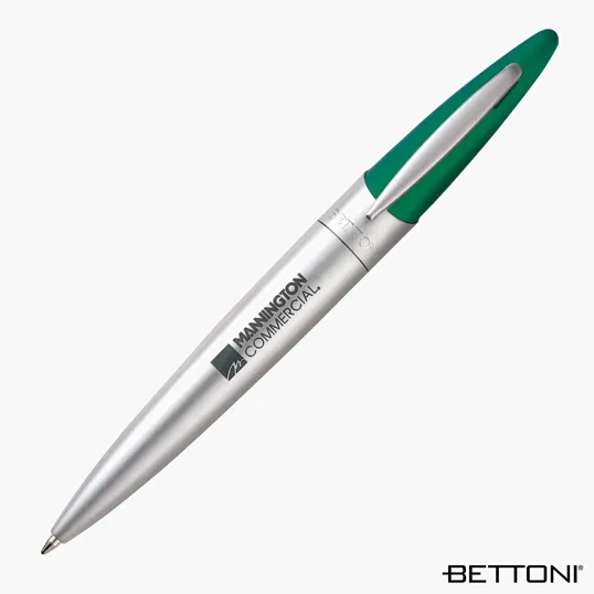 Bettoni Twist-Action Ballpoint Pen, Satin Silver and Rubber Coated — view 2