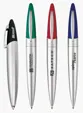 Bettoni Twist-Action Ballpoint Pen, Satin Silver and Rubber Coated