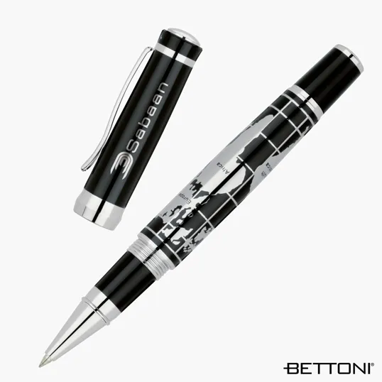 Bettoni Cosimo Rollerball Pen with Chrome World Map — view 3