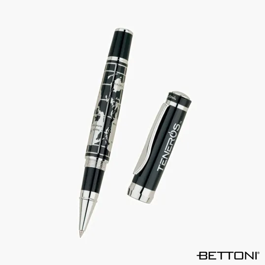 Bettoni Cosimo Rollerball Pen with Chrome World Map — view 6