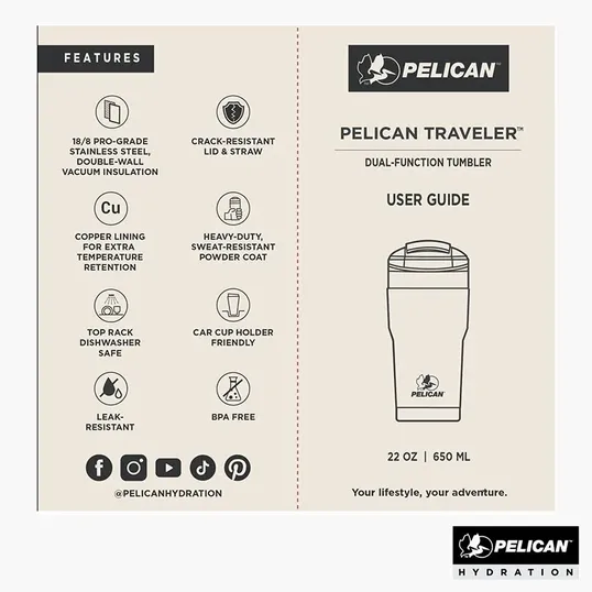 Pelican Traveler™ 22 oz. Double Wall Stainless Steel Travel Tumbler — view 2