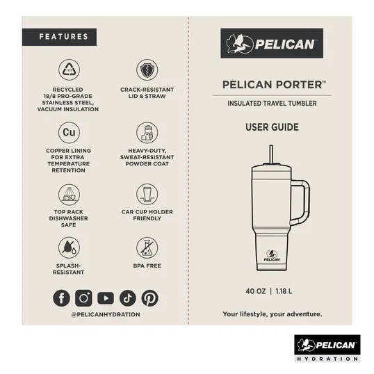 Pelican Porter™ Dual 40 oz. Recycled Stainless Steel Travel Tumbler — view 2