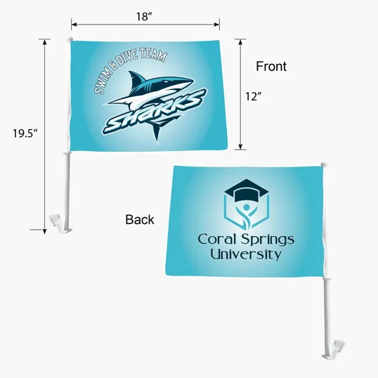 DisplaySplash Double Sided Car Flag, 18"W x 12"H