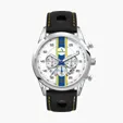 42MM Stainless Steel Brushed Silver Case Chronograph Watch with Date