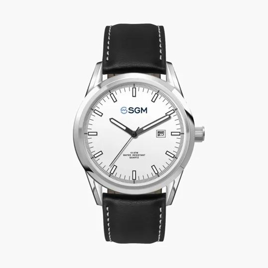 42mm Stainless Steel Watch with Silver Case and Date Display