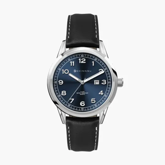 34mm Stainless Steel Silver Case Watch with Date Display
