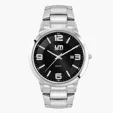 Men's Silver Stainless Steel Case Watch with Black Sunray Dial — view 2