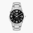 Men's Silver Stainless Steel Case Watch with Black Sunray Dial — view 3