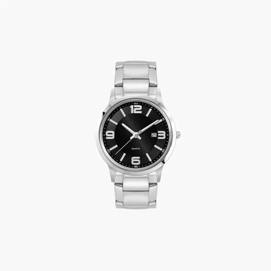 Ladies Stainless Steel Watch with Black Sunray Dial