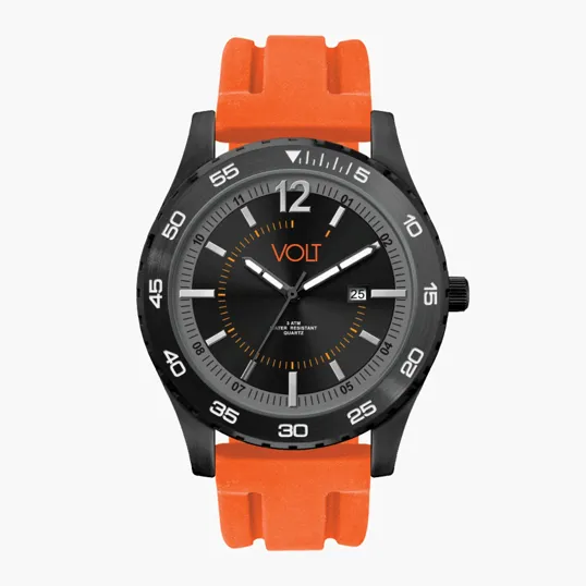 42mm Metal Black Case Watch with Digital Display and Silicone Strap