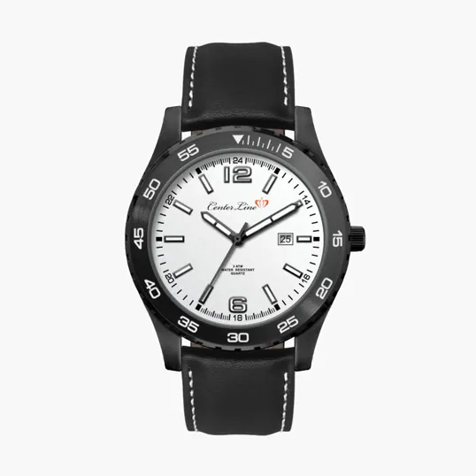 42mm Matte Black Metal Case Watch with Date