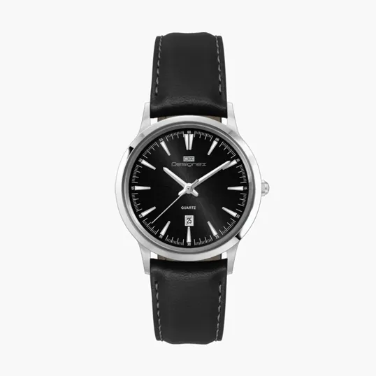31.5MM Stainless Steel Silver Case Watch with Date Display