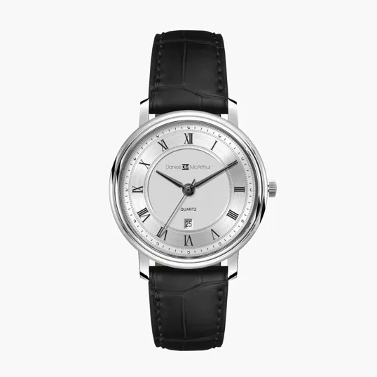 32mm Stainless Steel Silver Case Watch with Date Display