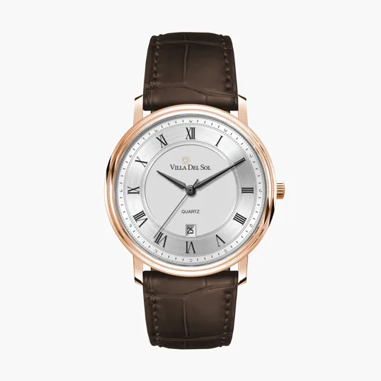 40mm Stainless Steel Rose Gold Case Watch with Date