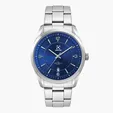 Men's Blue Dial 42mm Metal Case Watch with Folded Steel Band — view 2